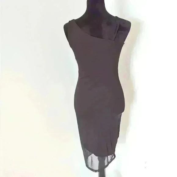 𝅺BEBE One Shoulder Keyhole Mesh Mixed Dress Size S - Picture 8 of 8
